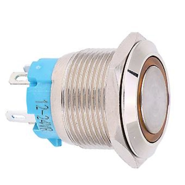 2 kpl 12~24VDC 19mm itselukittuva painonappikytkin 1NO 4PIN metallinen painonappikytkin (keltainen)