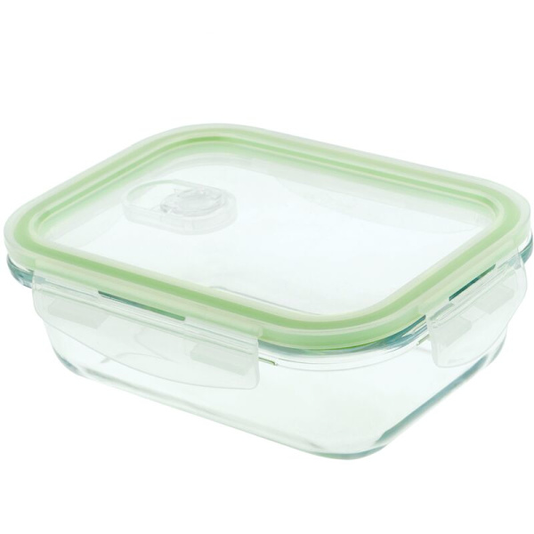 Lufttät glasmatlåda med aktiv ventil 600 ml