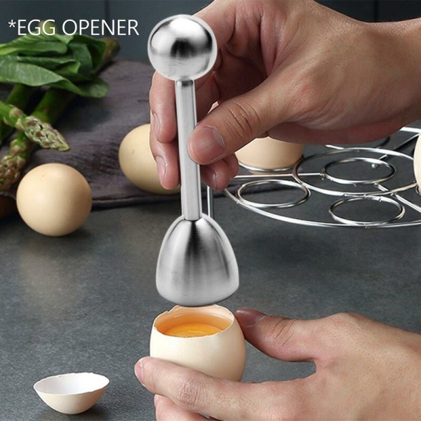 Egg Notcher Set Soft Hard Boiled Egg Separating Tool Inkluderer Skjeer & Kopper Skall Fjerner & Slicer