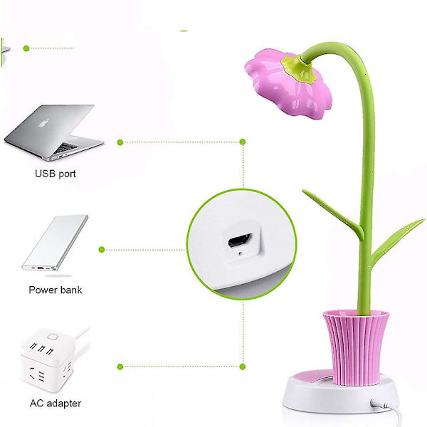 Børne skrivebordslampe, dæmpbar sengelampe med berøringssensor, øjenvenlig læselampe med penneholder, USB genopladelig bordlampe til børn