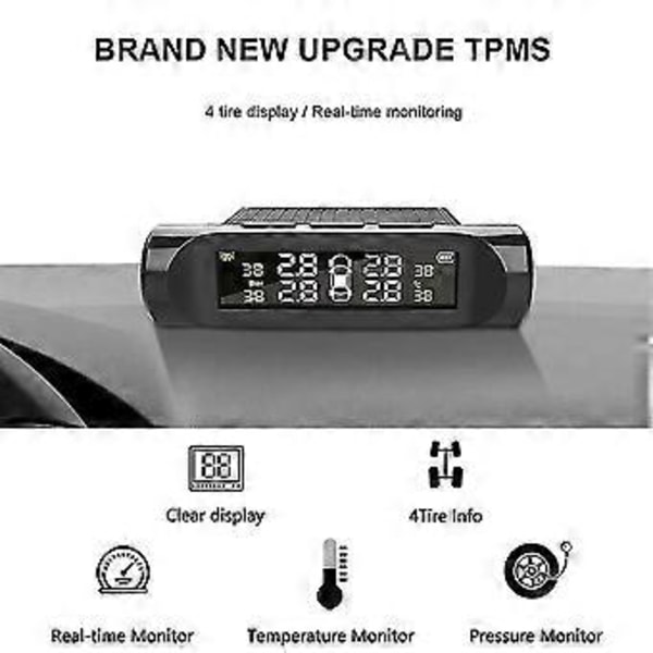 Bil Tpms Dæktryksovervågningssystem Dæktryk Batteri Digitalt LCD Display Auto Sikkerhed Ala