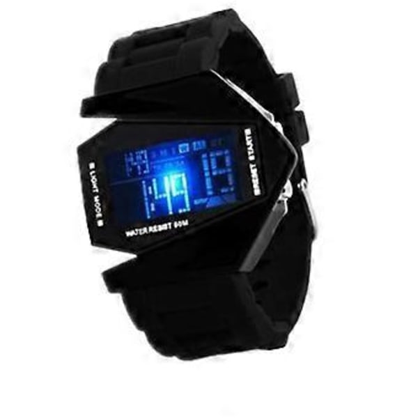 Unisex LED Digital Klocka med Flygplanstema: Elegant Multifunktionell Design för Män och Kvinnor i Svart