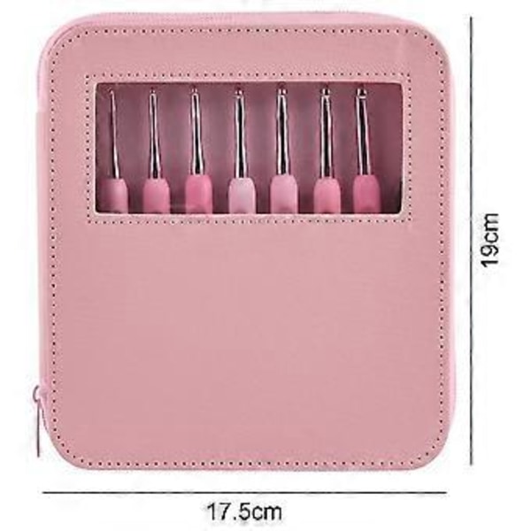 Virknålsset med fodral Rosa virkningsset Släta sticknålar Kit Silikonvirknål (2,5 mm-6 mm)