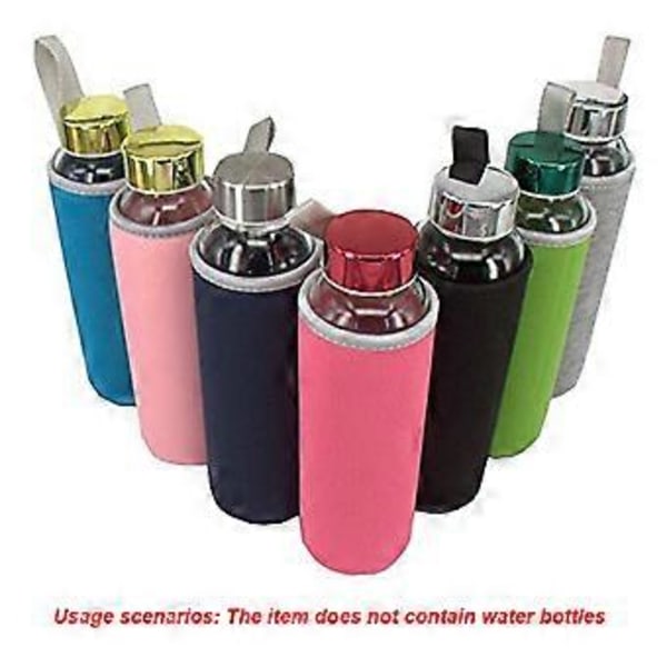 7-pack Glasvattenflaskfodral 350–560 ml – Neoprenisolerade dryckesflaskskydd, flerfärgade