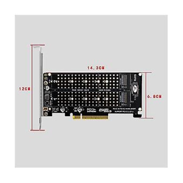 PCI-e X8 Dubbel Disk NVMe M.2 M Nyckel SSD Expans Adapter Dubbel NVMe PCI-e X