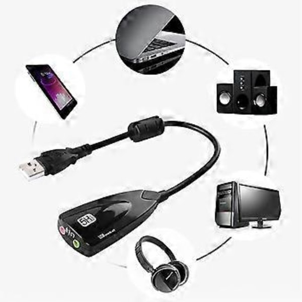 USB-äänikorttisovitin 7.1-kanavainen ulkoinen äänisovitin stereomuunnin AUX
