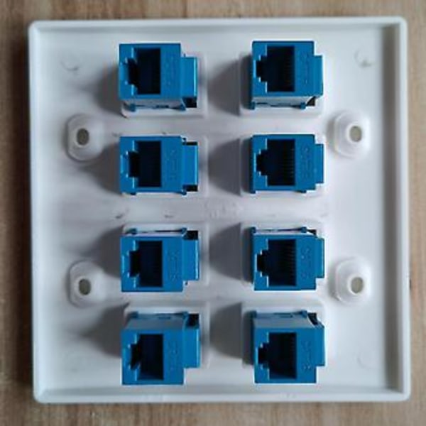 Ethernet Veggplate 8 Port - Dobbel Gang Cat6 Rj45 Keystone Jack Nettverkskabel Frontplate Hunn Til