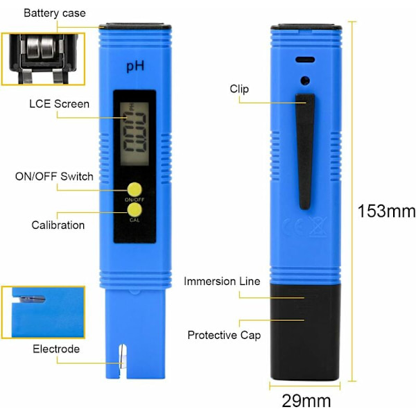 Vattenkvalitetstestare, elektronisk PH, TDS & EC, automatisk kalibrering, TDS PH EC temperatur 3 i 1 för simbassänger, akvarier, RO-system, labb