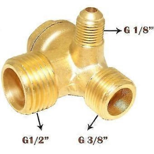 3-veis messing hann-gjenget luftkompressor tilbakeslagsventil sentral pneumatisk G1/2\"xg3/8\"xg1/8\"