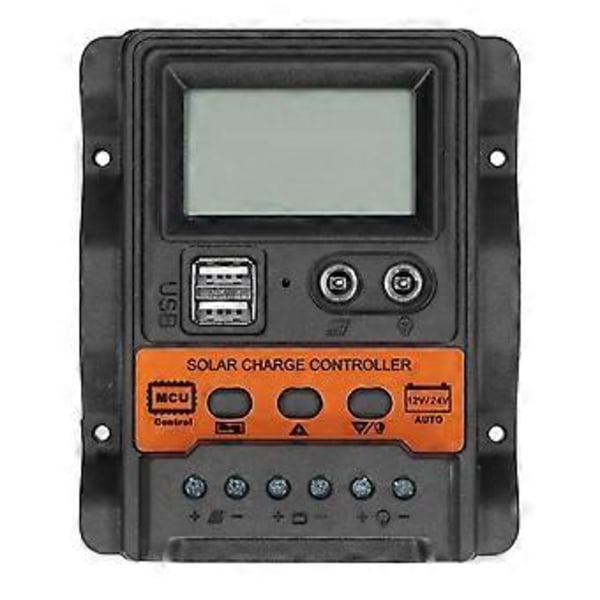 Solar Laddningsregulator LCD-Display Dubbel USB DC 12V24V Urladdningskontroll Regulator 20A