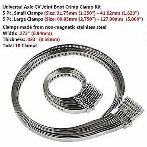 Universell Rostfri Axel CV Koppling Damask Klämma Kit Drivaxel CV Damask Klämma 31-41mm 70-127mm Justerbar