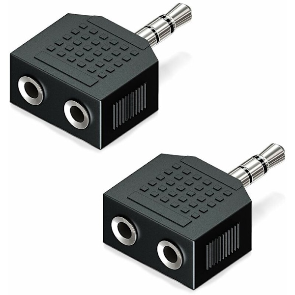 2X 3,5 mm Jack Stereo Adapter, Audio Splitter 1x 3,5 mm Jack Socket til 2X 3,5 mm Jack Socket Audio Jack Splitter