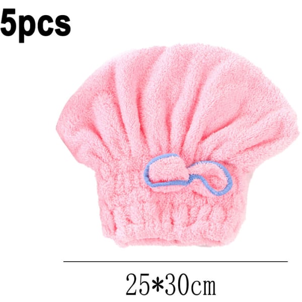 5-pack mikrofiberhårhanddukar med rosett, absorberande twist turban prinsessduschmössa för kvinnor