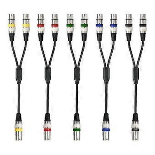 5-pak 1,6 FT XLR hun til dobbelt XLR han Y-splitterkabel, XLR-splitter 1 hun til 2 han til mikrofonmixer