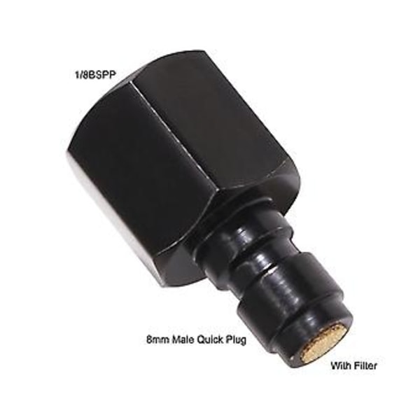 Pcp Pneumatisk Kobling 8mm Stik Adapter Fittings Ing, 1/8bspp
