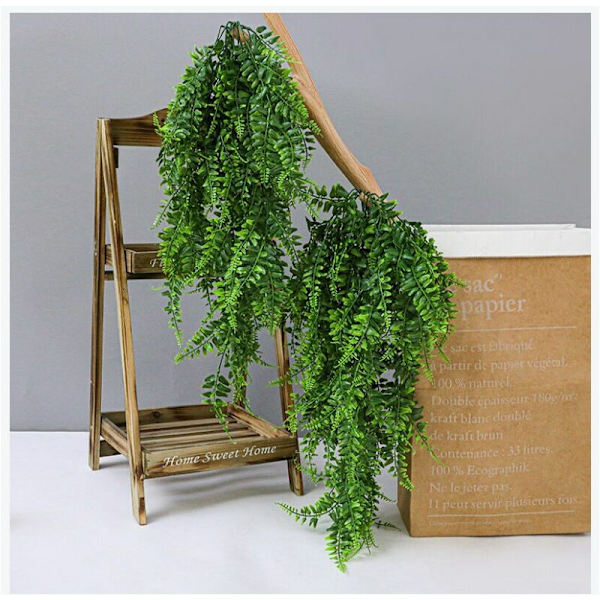 2 stk. kunstige planter Boston Fern planter, kunstig hængende plantevæg, hjem og udendørs bryllupsdekoration