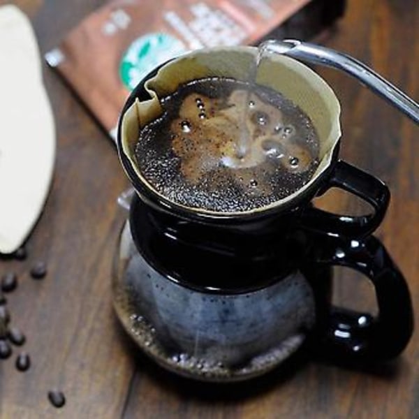 4 Kjegle Kaffefilter, Ubleket Naturpapir, Ingen Sprengning