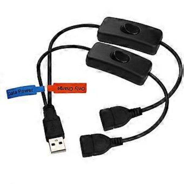 USB Splitter Y-kabel USB 1 Hane till 2 Hona Förlängningssladd Dubbel USB-port Extender Hub Data Laddare Strömdelningsadapter