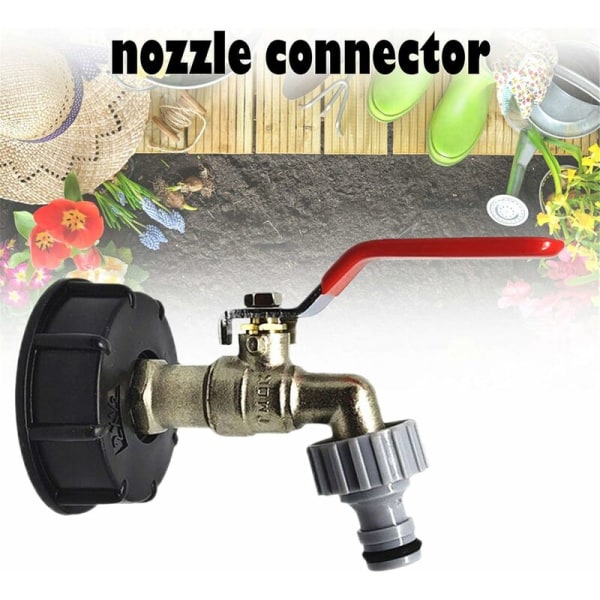 Tank Tap 1000L S60X6 IBC Tap Connector med 1/2 slangekobling, avløpstankadapter, for hagekran, for tankadapter (1 stk)