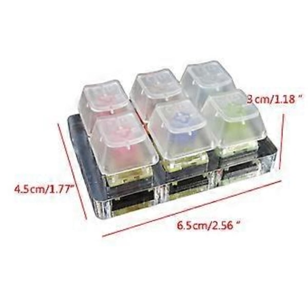6 st TTC Switch Tester Switch Shaft Sampler med dammtät akryl Blank Base Keycaps för mekaniskt tangentbord