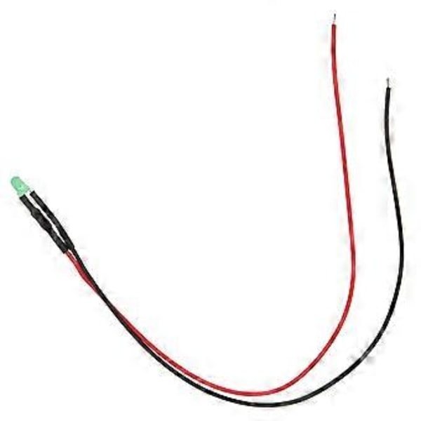 100 st LED Förkopplade Lysdioder 12V Rund Huvud Hög Ljusstyrka InLine Pärlor 3mm 20cm (Grön Avger Smaragdgrönt Ljus)