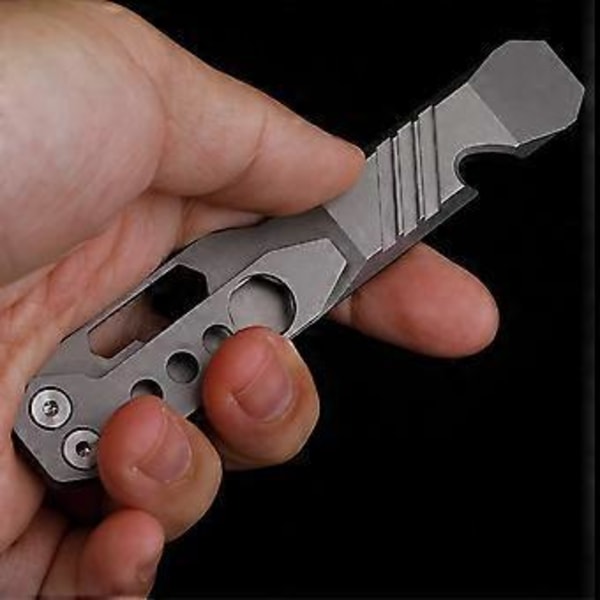 Multifunktionel Titanium Brækjern, Lomme Brækjern Skruetrækker, Oplukker Udendørs Værktøj Skruenøgle. (Stenvasket Grå)