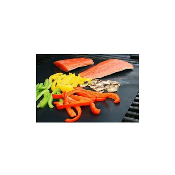 Sett med 5 stekematter BBQ Grillmatte Stekeplate Ovns 40 33cm for Gass Kull Elektrisk Grill 100% Non-Stick - Svart