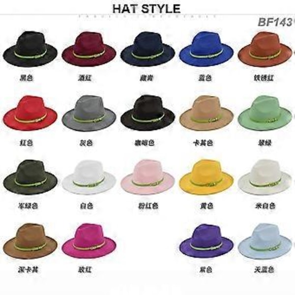Klassisk retro jazzhat grønt bælte uldhat cowboyhat retro sort uld flad skygge hat