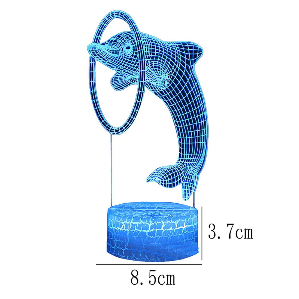 Dolphin Series 3D nattlampa, LED färgglad gradient touch fjärrkontroll bordslampa Kx-565