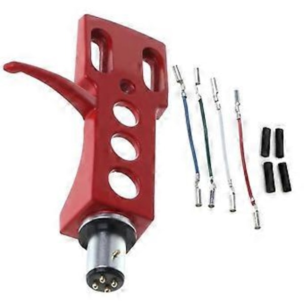 Universal platespiller headshell fonograf platespiller erstatnings headshell med 4X ledningskabler for platespiller rød
