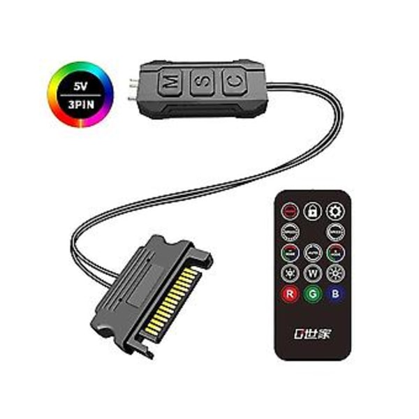 Lc-s50 Argb 5v 3pin Til Sata Strømforsyning Bundkort Synkroniseringsinterface Lyscontroller Til Compu