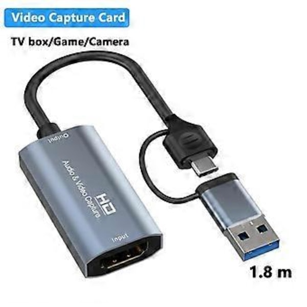 4K -Kompatibel med Type-C+USB Video Capture Card 1080P USB Computer Spil Live Audio Video Capture Card 4K Optagelse