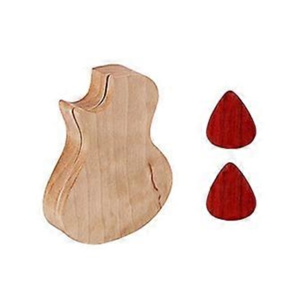 Gitarrformad Förvaringslåda i Trä för Plektrum med Gitarrplektrum Gitarrtillbehör