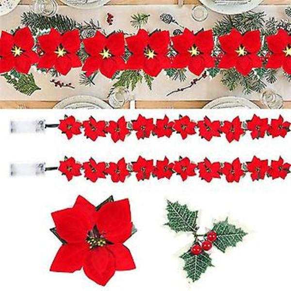 2m 10 LED Julstjärneblommor Dekorationer Girlang Ljusslinga Julgransprydnader Jul