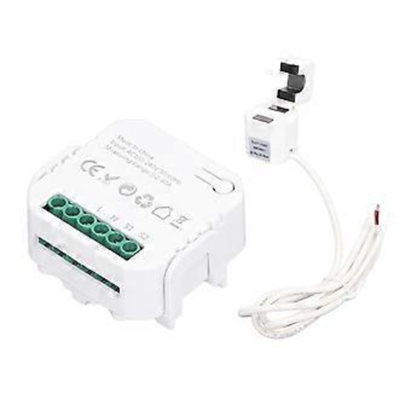 Smart Energimåler WIFI Strømforbruk Monitor Enkel Fase 100-240V AC for Tuya Hvit PJ1203W