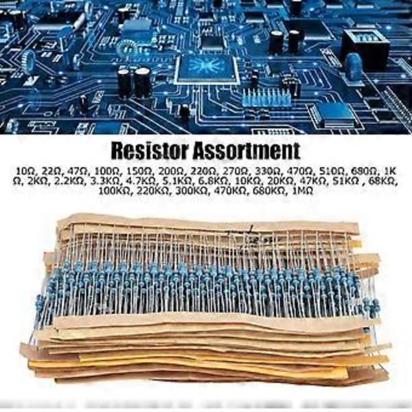 600 stk. Metalfilmmodstande 30 Værdier 101M 1/4W 1 Modstandssortiment til DIY-projekter