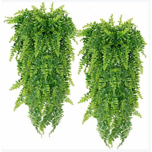 2 stk. kunstige planter Boston Fern planter, kunstig hængende plantevæg, hjem og udendørs bryllupsdekoration
