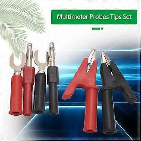 P1503B Multimetertestkablar Kit, Digitala Multimetertestkablar med Krokodilklämmor Utbytbara Multimeterprober Spetsar Set