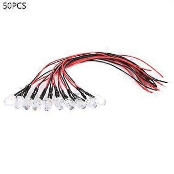 50 STK 12V 8mm Kromatiske LED Lampeperler med 20CM 26AWG Ledning til Industrielt Brug (Hvid & Jade Grøn)