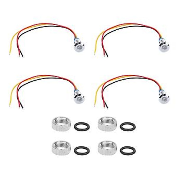 4 Sæt LED Indikatorlys Fælles Katode Lampe Industrielle Kontrolkomponenter 8mm 110‑220V Rød og Gul