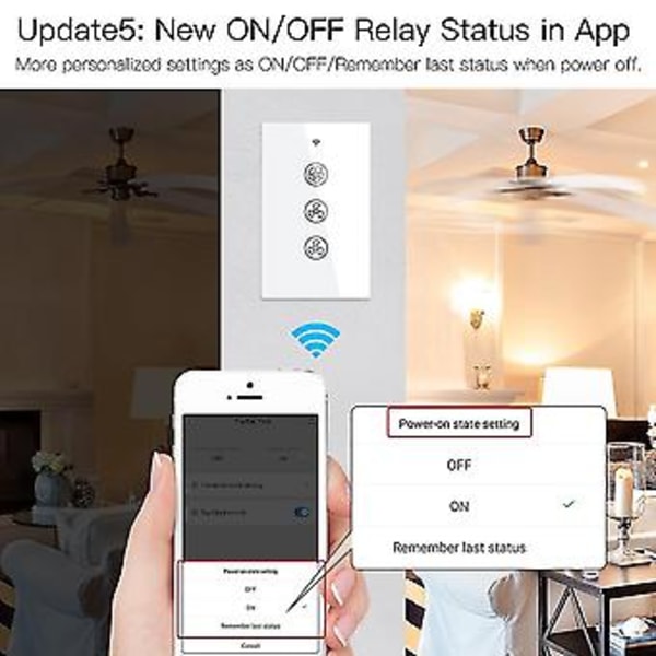 Wifi Kattotuuletin S, /tuya App Kaukosäädin Nopeus , Ja Kotiin ()