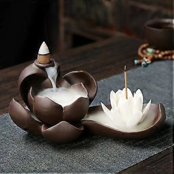 Elegant Lotus Røgelsesbrænder Holder Keramisk Røgelseskar Håndværk Aromaterapi til Boligindretning Kontor A