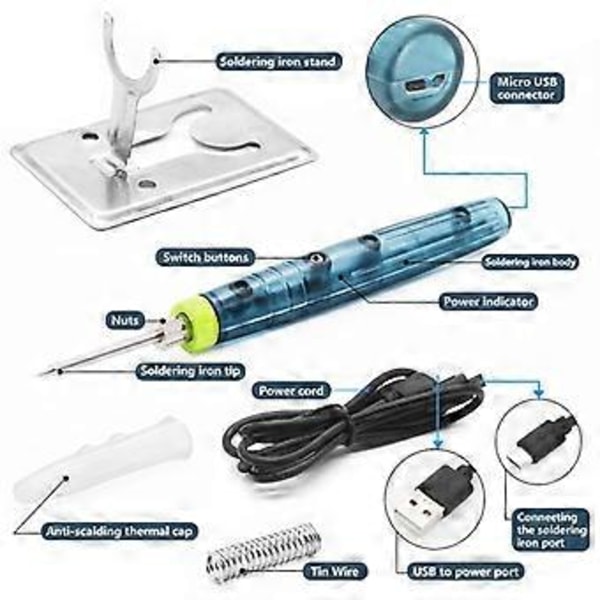 USB Elektrisk Lödkolv 5V Lågspännings Elektrisk Lödkolv Set Lödningsverktyg