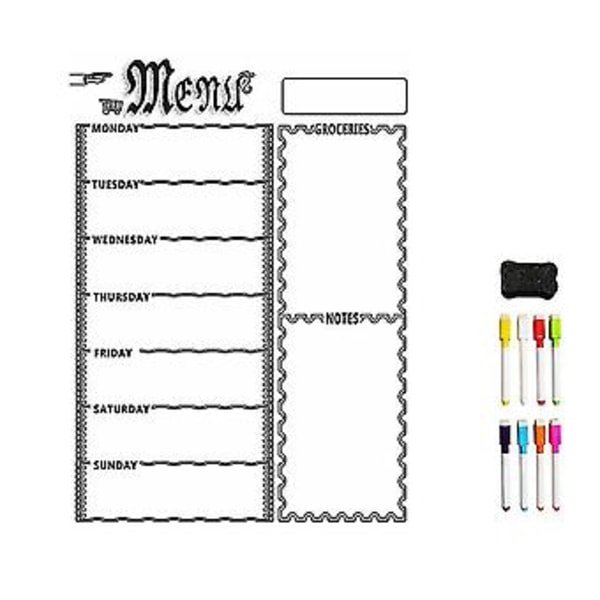 A3 Magnetisk Whiteboard-ark För Kökskyl Multipurpose Kyl Veckovis Whiteboard Kalender För