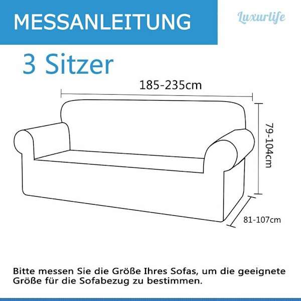 Stretchig sofföverdrag, Vattentät och Repskyddande för 3-sits Soffa, Elegant Mönster med halkfria skumstavar (3-sits Soffa, Beige) - RWSofa Co
