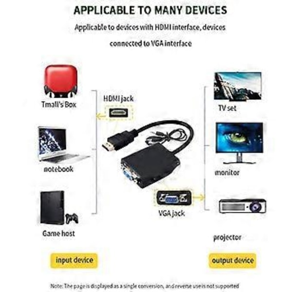 Guldpläterad Hane till Hona Adapter HDMI-kompatibel till VGA Konverterare Splitter