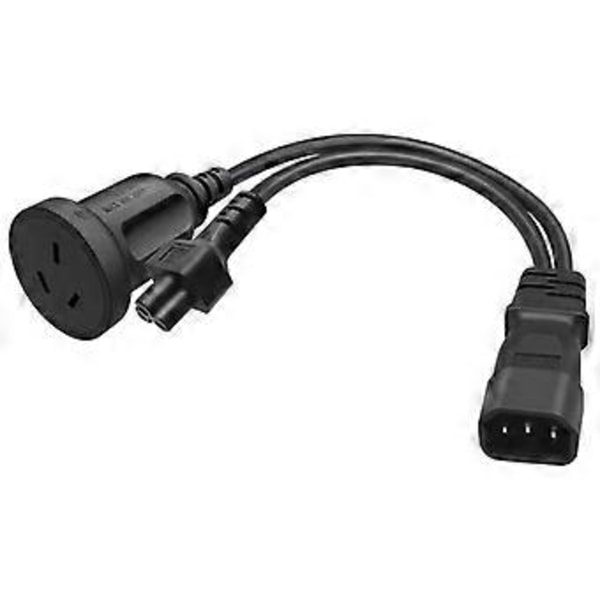 Y-splitter Adapterledning IEC320 C14 Hanstik til C5+AU 3-huls Hunstik Strømkabel