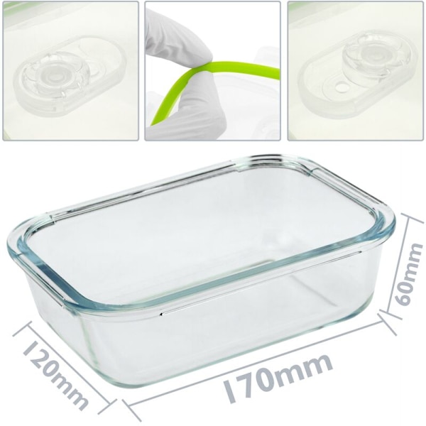 Lufttät glasmatlåda med aktiv ventil 600 ml
