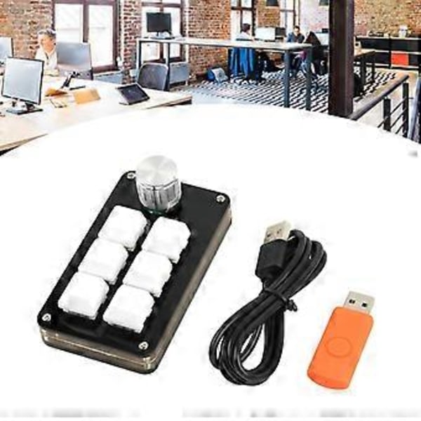 Bærbart Mini Tastatur med 6 Taster 1 Knapp Programmerbar Avtakbar USB Bakgrunnsbelysning