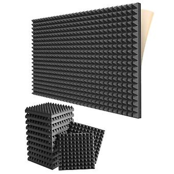 12-pak Selvklæbende Lydisolerende Skumpaneler 2x12x12 tommer Akustikpaneler Med Høj Densitet, pyramide